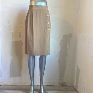 Vintage Christian Dior Tan Knee-Length Pencil Skirt